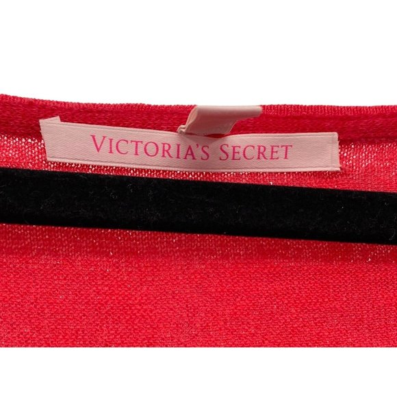 Victorias Secret Shirt Women Medium Pink Scoop Neck Linen Blend Mesh Dolman - Picture 3 of 7